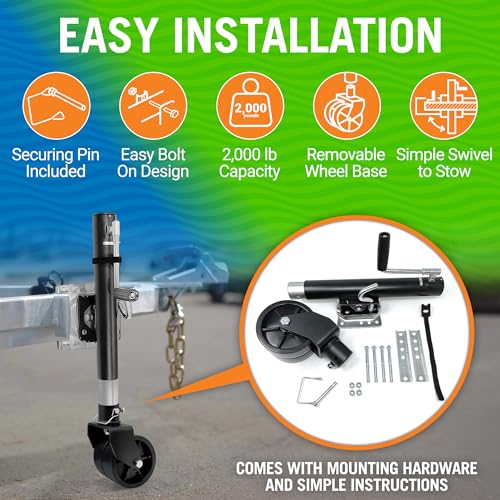 Boat Trailer Jack with Dual Wheels (2000 lb), Folding Tongue Jack - size: 2000LB 2 Wheels