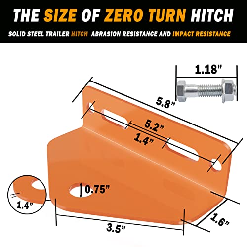 Universal Heavy Duty Zero Turn Mower Trailer Hitch with Magnetic Hitch Pin - color: Red+Orange