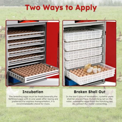 400 Egg Incubator, Automatic Egg Turner with Digital Temp Humidity Control, Commercial Poultry Hatcher Machine for Chicken Duck Goose Quail Eggs