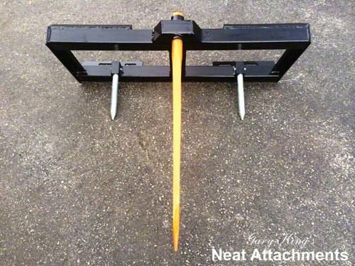 Skid Steer Attachment, 39" Hay Bale Spear & Stabilizer Spikes, Rated 3000 LB, Quick Attach - size: 39"