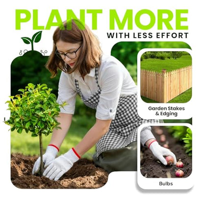 2pk Auger Drill Bit for Planting with Gloves (1.6 x 9 + 3 x 10 Inch) - Heavy Duty Garden Spiral and Bulb Planter Tool for Digging Holes - Compatible with 3/8 Inch Hex Drive - size: 1.6 x 9 + 3 x 10 Inch