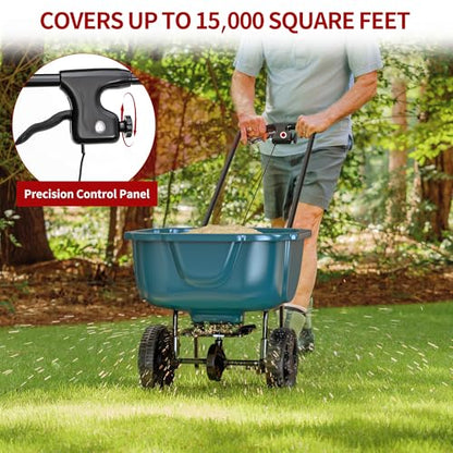 YITAMOTOR 60 lbs Walk Behind Broadcast Spreader, Push Fertilizer Spreader - size: 60lbs