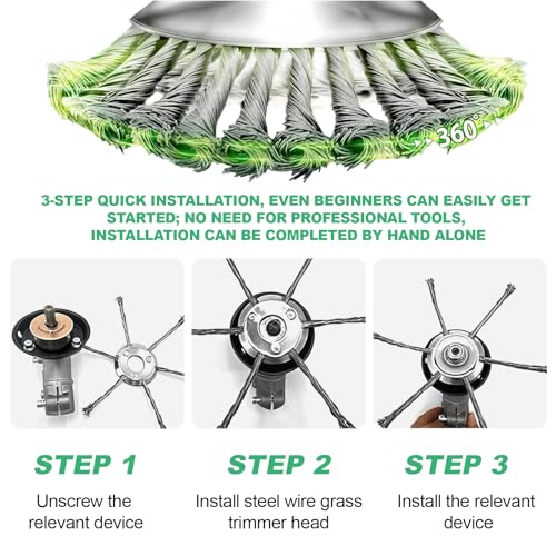 2pcs Steel Wire Grass Trimmer Head, 2025 New 6 Inch String Trimmer Replacement Head, Universal Steel Wire Weed Grass Trimmer Blade Remover Tool for Lawn Mower Tray, Weed Eater - color: 3 heads*6 heads