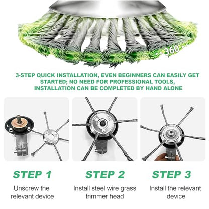 2pcs Steel Wire Grass Trimmer Head, 2025 New 6 Inch String Trimmer Replacement Head, Universal Steel Wire Weed Grass Trimmer Blade Remover Tool for Lawn Mower Tray, Weed Eater - color: 3 heads*6 heads