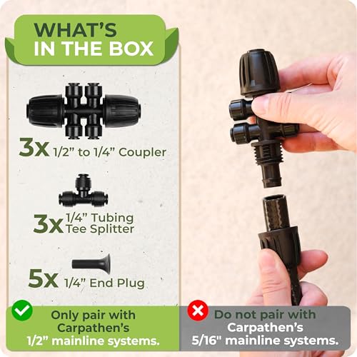 CARPATHEN 1/2" to 1/4" Quick Connect Fittings for Drip Irrigation System