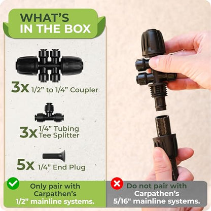 CARPATHEN 1/2" to 1/4" Quick Connect Fittings for Drip Irrigation System