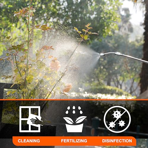HIFAY ES4 Electric Sprayer 1 Gallon Built-in 4000mAh Rechargeable Battery, Copper-Nickel Spray Nozzle Makes The Spray More Delicate, The Telescopic Spray Rod Can Reach Further - color: Blue