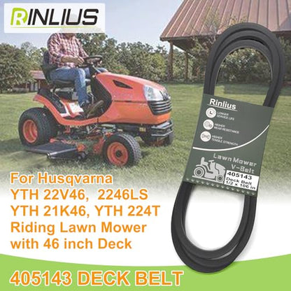 Mower Deck Belt 405143 for Craftsman Husqvarna Poulan AYP 532405143 584453101 532 40 51-43 46 inch Deck Lawn Mowers(1/2" x 106") (Pack of 4) - size: 532405143 (Pack of 4)