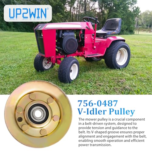 UP2WIN 756-0487 Idler Pulley Compatible with Toro Bronco 14 Commando 800 Groundsmaster 120, V-Idler Pulley Compatible with Snapper 25065 25065S 25066 25066S, Replace 1-1029 95-7668 756-1208 7011029 - size: 756-0487_1pc
