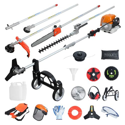 8 in 1 Weed Eater Gas - 52CC 2-Stroke Gas Pole Saw Hedge Trimmer Combo - size: 8-in-1