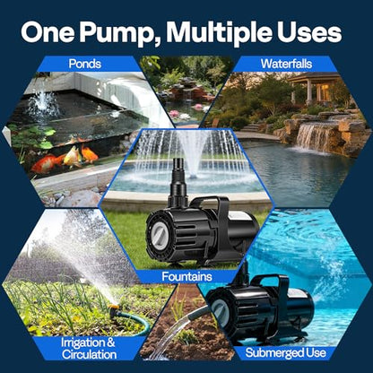 VIVOHOME 100W Pond Pump, 700-1800GPH Adjustable Flow Submersible Water Pump - size: 700-1800GPH