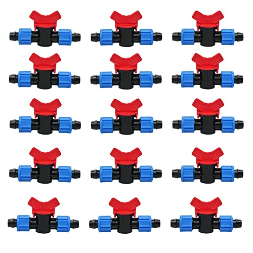 Feelers Drip Irrigation Barbed Shut Off Valve, 1/2 Inch Drip Tubing Coupling Valve Connector Locking Fitting Compatible with 16-17mm Drip Tape Tube Sprinkler System(Pack of 15) - size: 1/2" Locking Fitting, style: 15Pcs