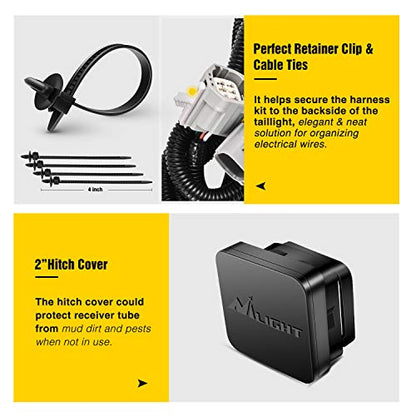 Nilight - JK-61A 2" inch Rear Bumper Tow Trailer Hitch Receiver Kit, Compatible for 2007-2018 Jeep Wrangler JK 4 Door & 2 Unlimited, w/4-Pin Wiring Harness (Exclude JL Models) - color: JK 2007-2018 Tow Hitch Receiver
