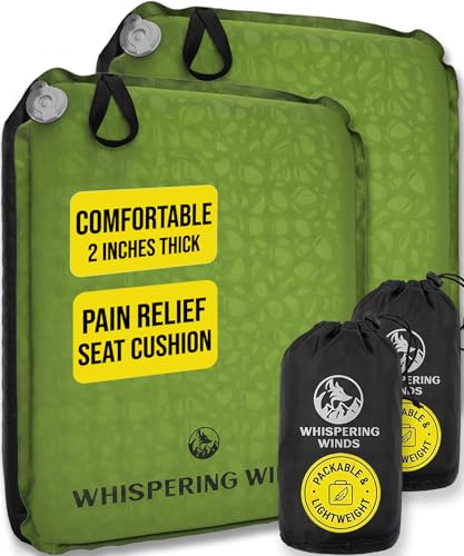 Whispering Winds Inflatable Seat Cushion - color: Military Green - 2pack, size: Large
