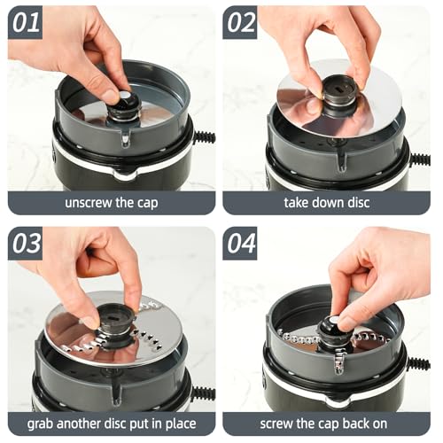 4-Discs Electric Grater, Potato Masher for Creamy Puree, 200W