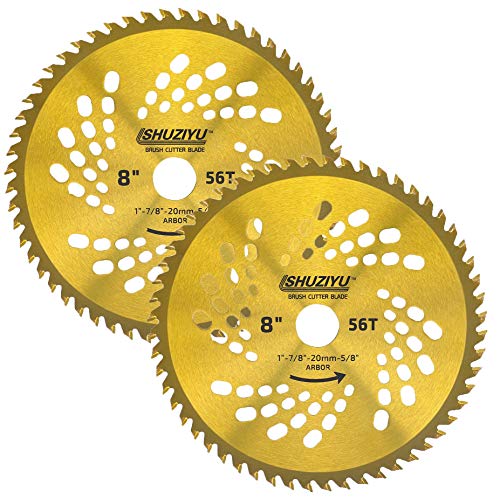 8"-56T, 2pcs-Set. 1" Arbor with Washer Adapter 7/8"-20mm-5/8, Brush Cutter Blade, Trimmer Weed Blade. Suitable for All Brand of Brush Cutter - color: 8", size: 8"-56T (2-Pack)