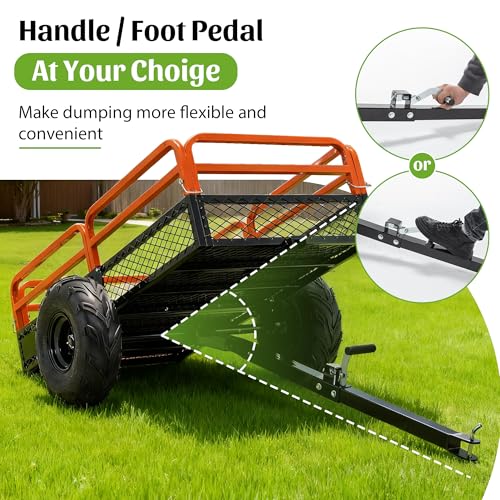 ATV UTV Trailer Tow Behind Dump Cart 1500lbs 15 Cubic Feet Heavy Duty