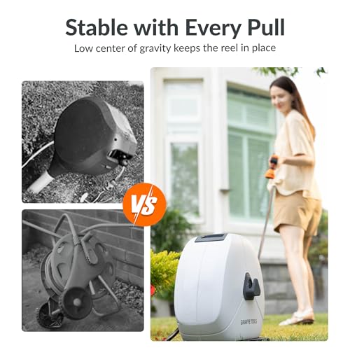 Giraffe Tools Ground-Mounted Retractable Heavy Duty Hose Reel, 5/8" x 92FT - color: 5/8 Inch, size: 92 FT