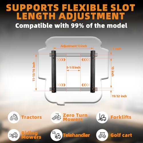 Universal Forklift Seat, Fold Down Tractor Seat with Adjustment Armrest, Safety Belt and Operator Position Switch, Excavator Skid Loader Backhoe Dozer Telehandler