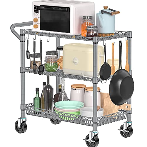 Folews Heavy Duty Rolling Cart with Wheels, 990LBS Metal Utility Cart - style: Gray