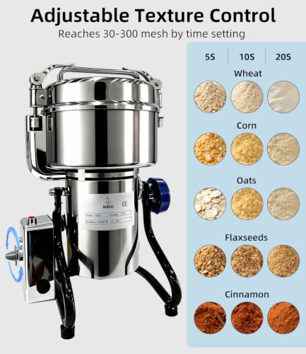 Electric Grain Mill 750g with Adjustable Lockable Angle for Wheat, Spices - size: 750g