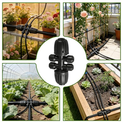 8 PCS 1/2" to 1/4" Drip Irrigation Tee Fitting,6 Way Quick Connect - size: 8PCS 1/2" to 1/4" Connect (6 Way))