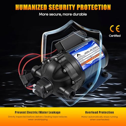 12V RV Water Pump,7GPM 60 PSI Water Diaphragm Pump with 1/2" FNPT,HY-70601T