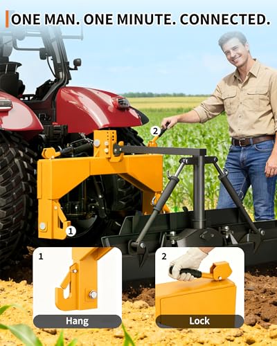 4000 lbs Category 2 3-Point Quick Hitch,Quick Attach 3 Point Hitch,3 Point Quick Hitch,Heavy-Duty 5-Level Adjustable Top Hook, Quick-Attach Compatible with Cat 2 Tractor Implements
