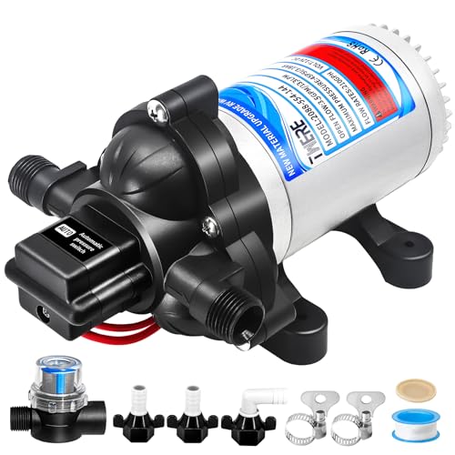 12V Fresh Water Pump,2088-403-144/2088-554-144 Diaphragm RV Pump,45 PSI 3.5 Gallons Per Minute RV Water Pump with 1/2MNPT Connection for Agricultural Spraying RV Marine Yacht - color: Silver1