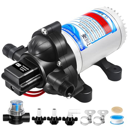 12V Fresh Water Pump,2088-403-144/2088-554-144 Diaphragm RV Pump,45 PSI 3.5 Gallons Per Minute RV Water Pump with 1/2MNPT Connection for Agricultural Spraying RV Marine Yacht - color: Silver1