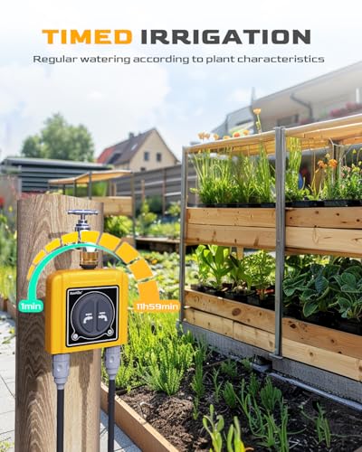 RAINPOINT WiFi Water Timer with Brass Inlet, 2 Outlets Sprinkler Timer,Automatic Irrigation System Controller, APP & Voice Control, Irrigation by Weather/Quantity/Soil Moisture - color: Pale Yellow, size: 2 Zone