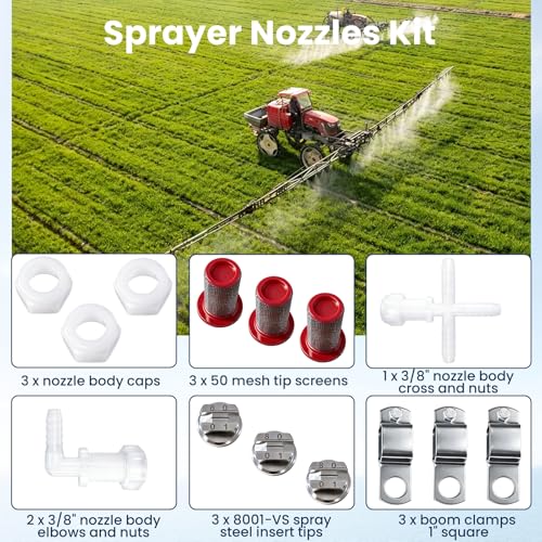 Spray Boom Repair Kit with 8001-VS Tips and 1" Square Clamps, 1 Set