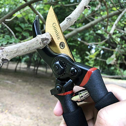 gonicc 8" Professional Premium Bypass Titanium Pruning Shears(GPPS-1003) - color: Golden Titanium Bypass Pruning Shears