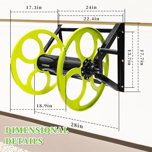 Wall Mount Garden Hose Reel 400FT, Fits 5/8"Hose with 3/4" Brass Fitting