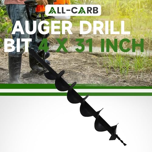 ALL-CARB Auger Drill Bit 4 x 31.5 Inch Garden Spiral Drill Bit - size: 4inch