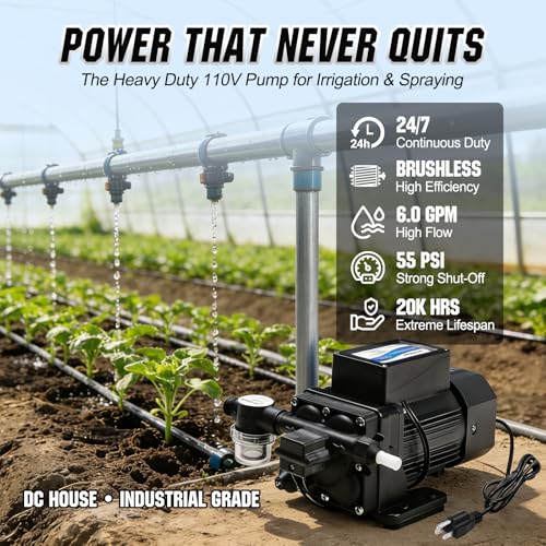 DC HOUSE 110V Brushless Water Booster Transfer Pump, 6.0 GPM 55 PSI - color: Black