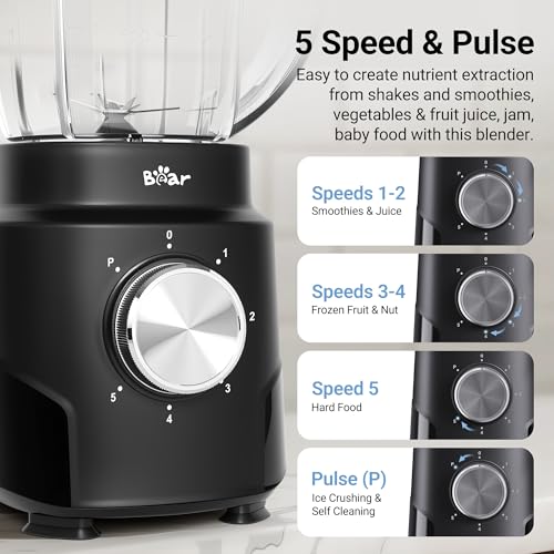 Bear 800W 6-Speed Blender, BPA-Free Smoothie Blender for Kitchen - style: 800W/6-Speed/50oz