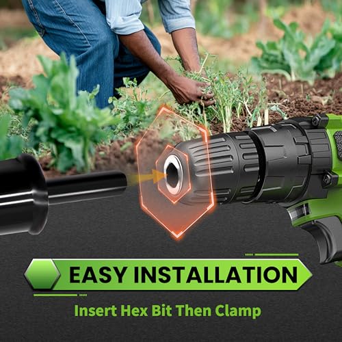 4"X16" Heavy-Duty Auger Drill Bit for Planting - Garden Spiral Drill Bit - Bulb Planter Tool & Post Hole Digger - 3/8" Hex Drive - size: 4"x16"