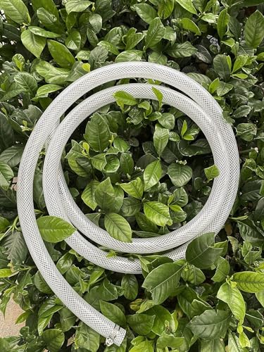 1/2" ID x 3/4" OD - 25 Ft High Pressure Braided Clear PVC Tubing Flexible Vinyl Tube, Heavy Duty Reinforced Hose Tubing, BPA Free and Non Toxic - size: 1/2" ID x 3/4" OD, style: 25 Ft