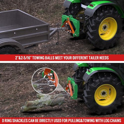 3 Point Trailer Hitch 2” Receiver Quick Hitch Compatible for Cat.1 Tractors - color: Orange