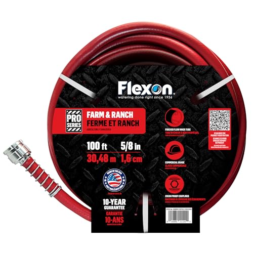 Flexon FA58100CN Farm and Ranch Garden Hose, 100 ft, Red - size: 100 ft, style: 5/8
