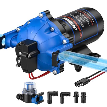 CrestWave 12V RV Water Pump, 7.0GPM 70PSI Diaphragm Pump