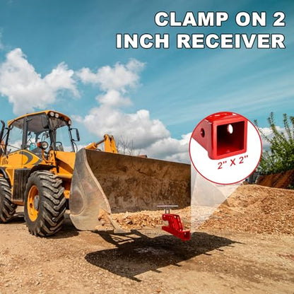 2026 New Upgraded Clamp On Trailer Hitch 2" Receiver, Heavy-Duty Bucket Trailer Hitch, Ball Mount Adapter Compatible with Kubota Deere Bobcat Bucket, for Boat, RV, Camping Accessories, Red - color: Red