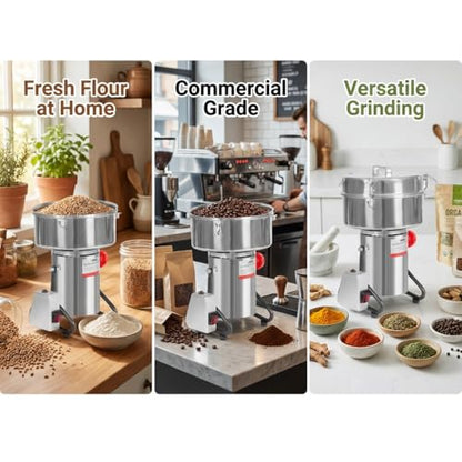 Electric Grain Mill Grinder, 4500g/9.92lb High-speed 30000r/min Food Grinder, 110V 5000W Countertop Grain Mill for Dry Spice Herbs Grains Coffee Rice Pepper (4500g) - size: 4500g