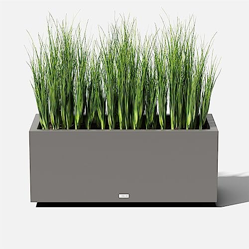 Veradek Block Series Long Box Planter - Rectangular Outdoor Planter - color: Gray, size: Large