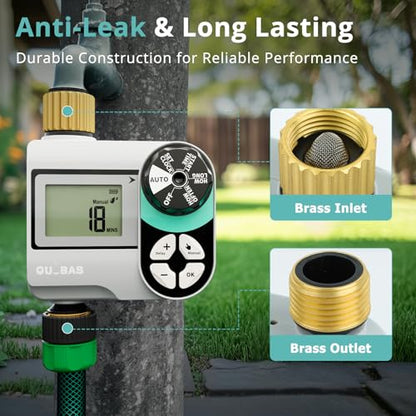 QUOBAS Brass Sprinkler Timer, Programmable Water Hose Timer for Garden Hose - size: Interval Program 1 Zone