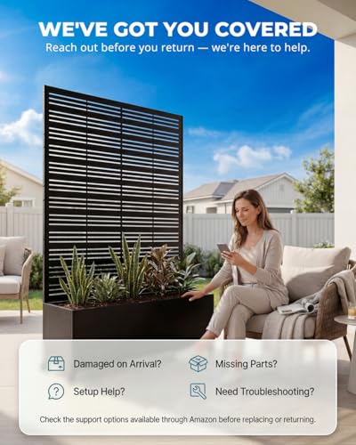 73" Tall Privacy Planters with Trellis, Freestanding - Black - color: Matte Black