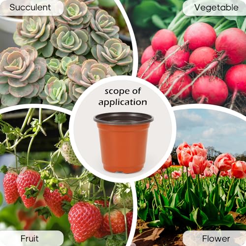 4 Inch 300 Pack Plastic Nursery Pots with Drainage Holes with 300pcs Labels - size: 4inch 300pcs