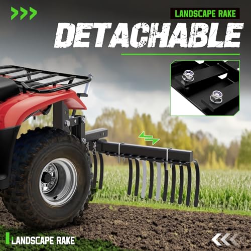 Wutist 48'' ATV/UTV Landscape Rake Implement for Removal of Rock, Grass