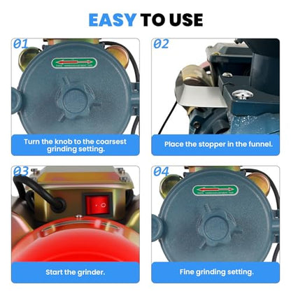 3000W Electric Grain Mill, Heavy Duty Wet ＆ Dry Grinder with Adjustable Thickness for Coarse to Fine Grinding, Commercial Flour Mill for Dry Corn Wheat Rice Soybeans - size: Dry and Wet - Grayish blue